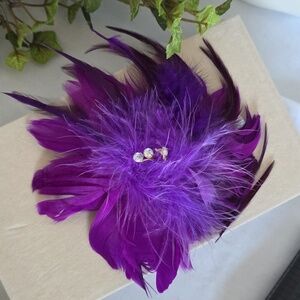 Purple Feather Plume Brooch or Hairclip